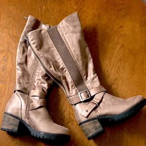 Faux brown suede boot - 7 wide width and wide calf